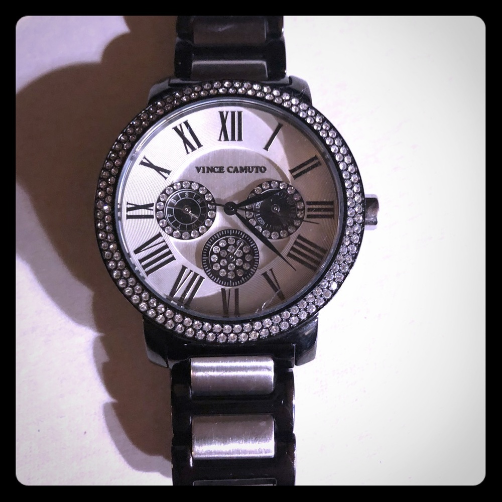 Vince Camuto Black and Silver Watch